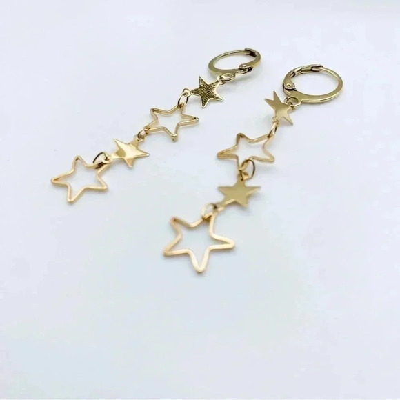 Petit Star Dangle Hoops Earrings - Picture 1 of 5